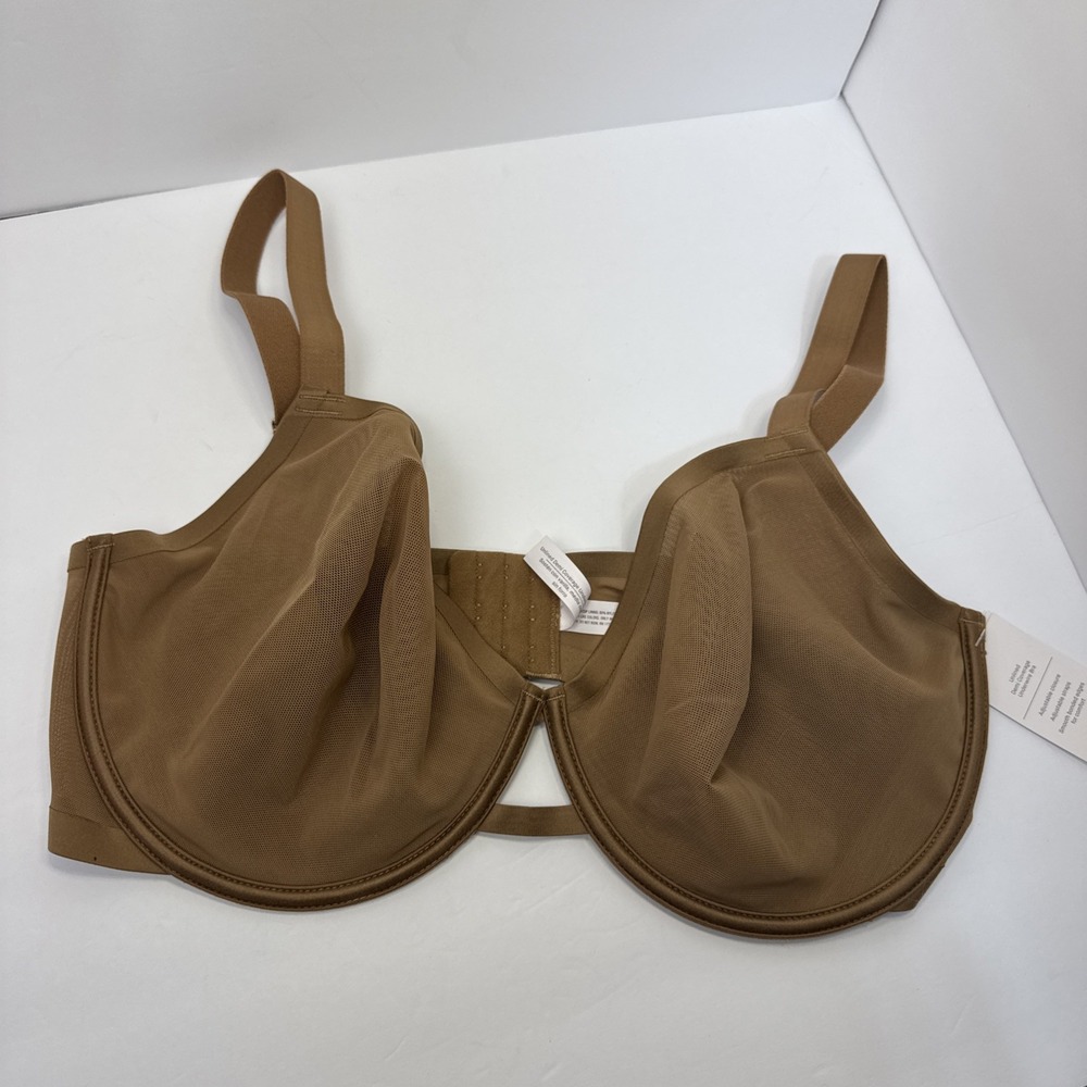 Auden Unlined Mesh Bra Womens 40DDD Brown NEW Demi Comfort Wire